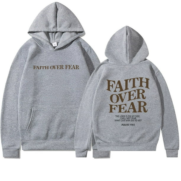 Sudadera con capucha cristiana "La fe vence el miedo", sudadera con capucha de Jesús de talla grande, ropa de calle de moda, jersey de algodón para hombres y mujeres.
