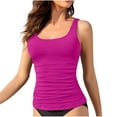 thumbnail image 1 of Tankini Bathing Suits for Women Two Piece Swimsuits Padded Ruched Tankini Tops Brief Bottom Womens Swimwear Set, Purple, L, 1 of 2