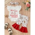 thumbnail image 2 of Bagilaanoe 3pcs Newborn Baby Girl Pants Set Letter Flying Sleeve Romper Tops + Flare Trousers + Headband 3M 6M 9M 12M 18M Infant Casual Clothes, 2 of 9