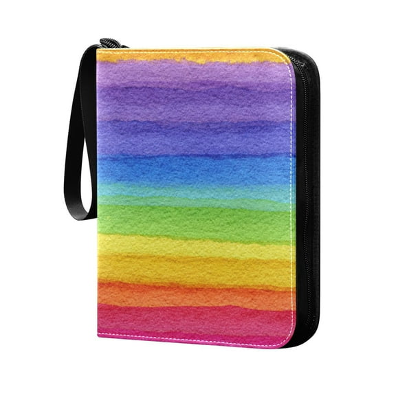 400 Pockets Trading Cards Album,Card Binder 4-Pocket, Cards Collector Album Holder Fits 400 Cards with 50 Removable Sheets Watercolor Rainbow Colors