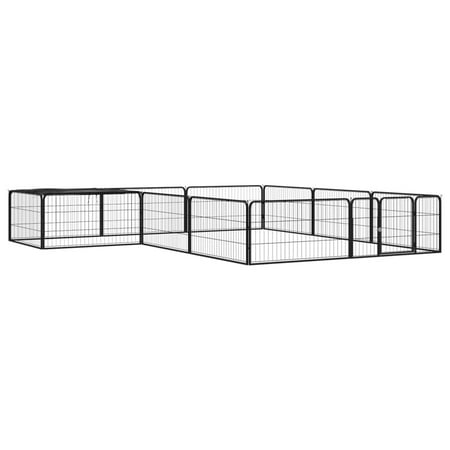 Walmeck 12-Panel Dog Playpen Black 39.4 x19.7  Powder-coated Steel