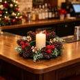 thumbnail image 6 of Artificial Greenery Candle Ring Wreath, 7.87 in Multicolor Plastic Table Centerpiece for 3-4 in Candles, Holly Design C, 6 of 7