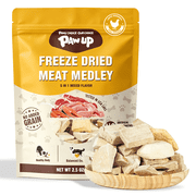 PAWUP Freeze Dried Dog Treats, Chicken, Duck, Beef, Beef Liver & Salmon, Single-Ingredient Variety Snack Pack for Small, Medium & Large Dogs, 2.5 oz Bag