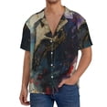 thumbnail image 7 of Lsque Colorful Ink Cute Horse print Men's Cuban Collar Short Sleeve Shirt Summer Beachwear Casual Button Down Fashionable Vacation Leisure Shirt-X-Large, 7 of 7