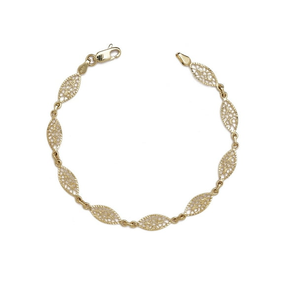 Floreo 10k Yellow Gold Filigree Oval Link Bracelet