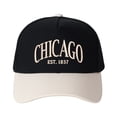 thumbnail image 2 of CHICAGO Letter Embroidered Color Block Trucker Hat Unisex Adjustable Cotton Breathable Fashion Cap for Travel Daily Wear, 2 of 10