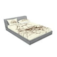 thumbnail image 2 of Ambesonne Vintage Fitted Sheet & Pillow Sham Set, Hand Drawn Ship, Queen, Ivory Brown, 2 of 2