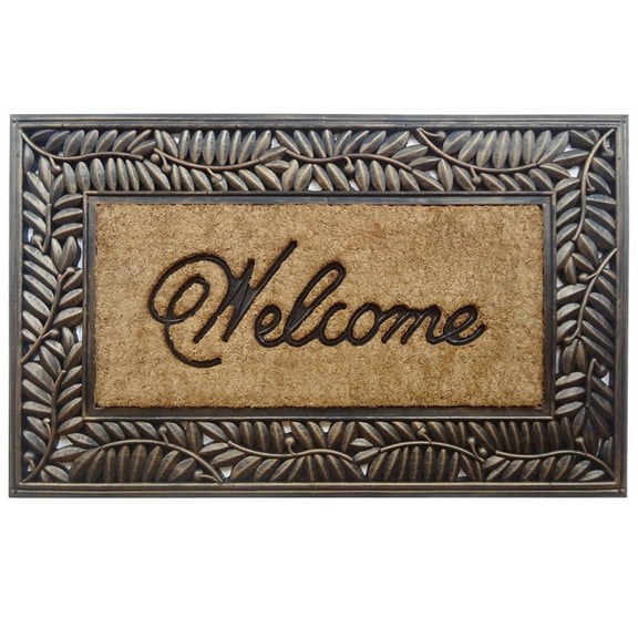 Rubber Coir Doormat Olive Border - Bronze 22" x 36"