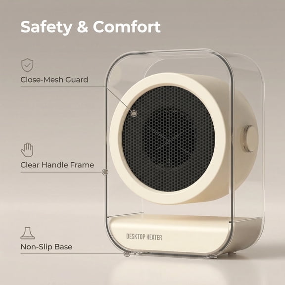 Portable Personal Space Heater - Mini Desk Heater, Quiet, Fast Heating for Office & Study