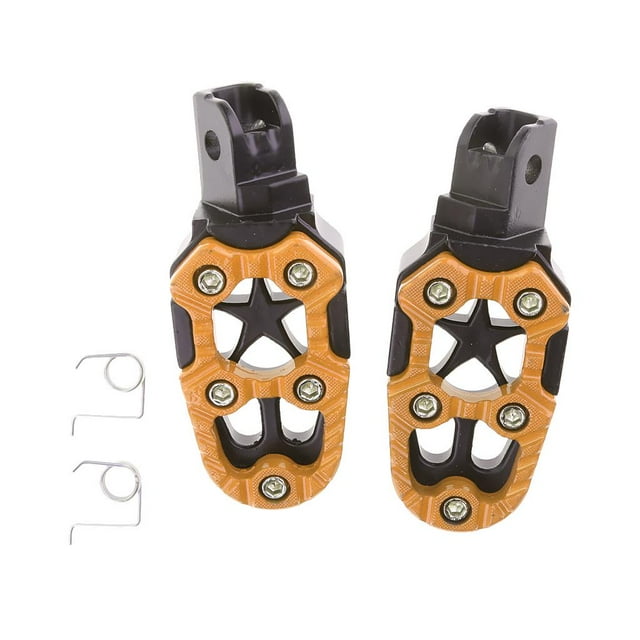koolsoo 1 Pair Universal Front/Rear Footrest Footpeg Pedals for Motorcycle ATV Gold