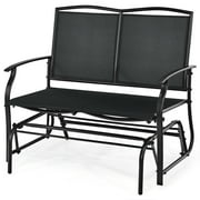 Patiojoy 2 Person Swing Glider Bench Patio Rocking Lounge Chair w/Steel Frame for Garden Backyard Balcony Black