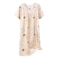 thumbnail image 1 of Chemise de Nuit pour Femmes, Manches Courtes à Col Rond Imprimé, Robe d'Allaitement, Rayonne Spandex Douce, Robe de Détente Longueur Genou, 1 of 5