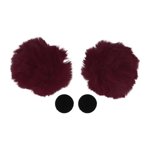 Accesorios de Casco de Motocicleta Decoración Orejas de Oso Redondas para Cascos de Motocicleta Bicicleta Esquí Rojo Vino Pegatina 1 Juego