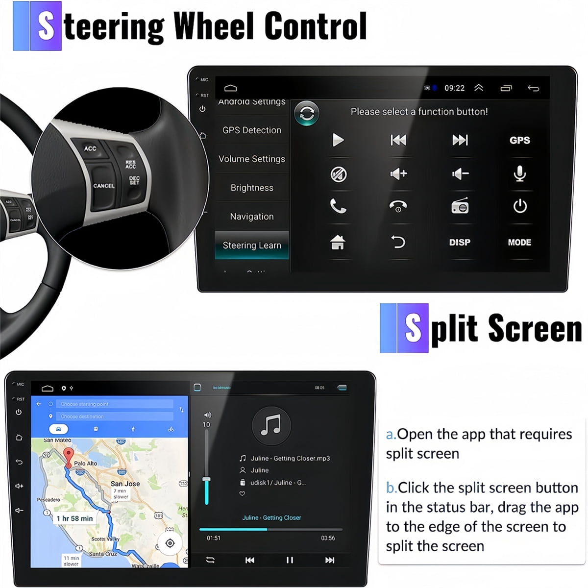 Guwzn Car Stereo Radio for Hyundai Sonata 2015-2017 9" Touchscreen 2+32G Vehicle GPS Navigation Wireless CarPlay Android Auto