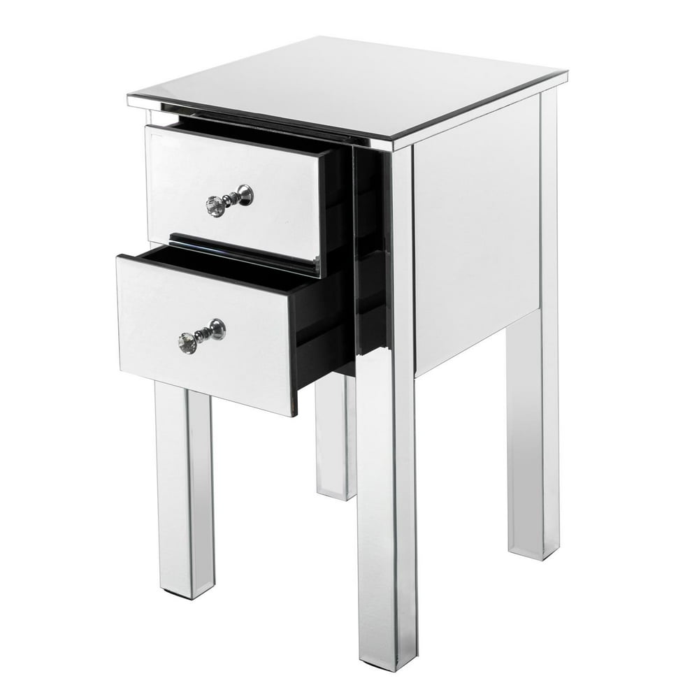 UBesGoo Mirrored Nightstand End Table,Mirrored Furniture Glass Bedside