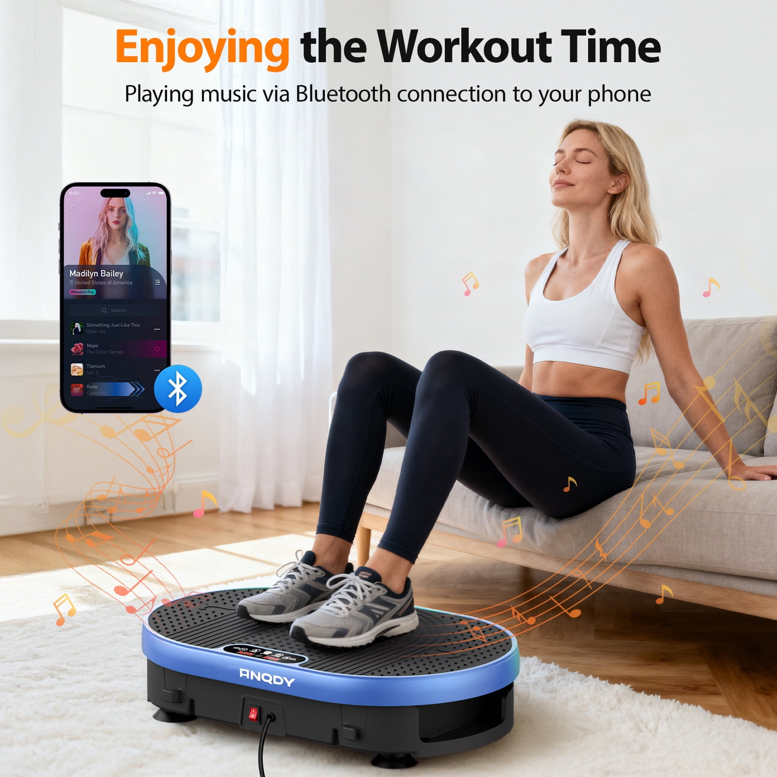 Anqdy Vibration Plate Exercise Machine for Lymphatic Drainage Weight Loss Whole Body Workout,with 2 Loops for Home Exercise Gym 350lb Capacity