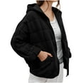 thumbnail image 6 of TKLPEHG Winter Jacket for Women Causal Comfy Stand Collar Long Sleeve Hooded Coats Oversized Zip Up Winter Coats (Black,M), 6 of 9