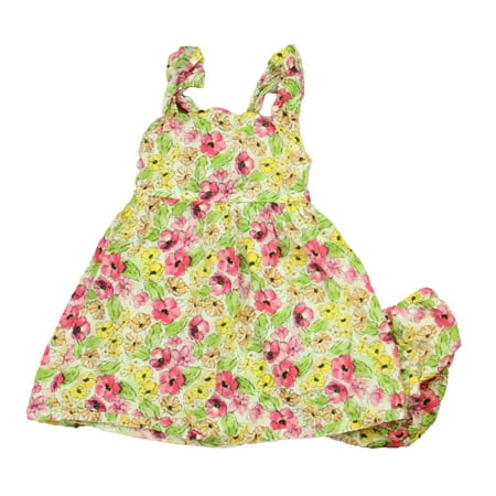 

Pre-owned Penny M Girls Green | Pink Floral Dress size: 24 Months