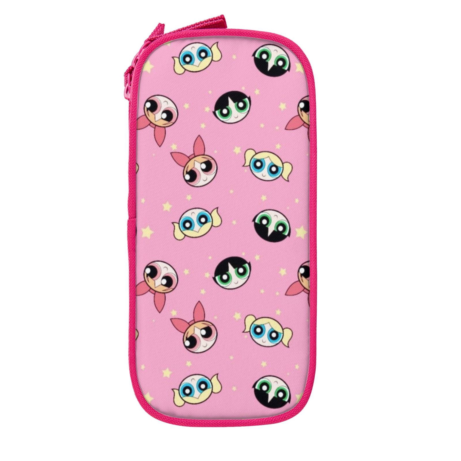 The Powerpuff Gi-rls Pencil Case Large Capacity Pencil Pouch Penbag Office Stationery Organizer Travel Makeup Bag Pink