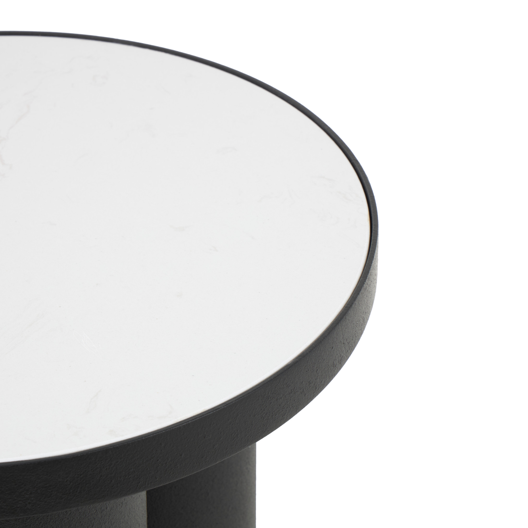 DecMode 16" x 20" Black Metal Accent Table with White Marble Tabletop, 1-Piece