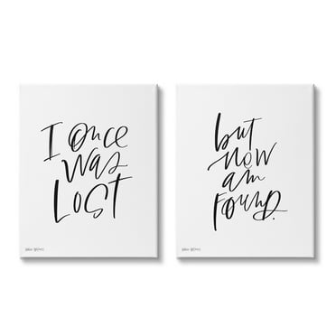 Stupell Industries Lost Now Am Found Calligraphy Religious Inspirational Quote,16 x 20, Design by Valerie Wieners