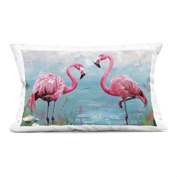 Stupell Industries Flamingo Lagoon Duo Decorative Printed Throw Pillow design by LSR Design Studio, 14 x 7 x 20