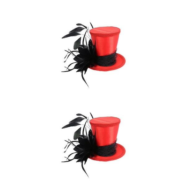 Monstrate Vintage Feather Fascinator Top Hat Wedding Bridal Fancy Dress Woman Negro 2piezas