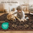 thumbnail image 3 of ODIKA 5'x7' Burnt Orange And Charcoal Traditional Washable Area Rug Faded Palatial Blossom Field Multi Band Frame Antique for Guest Room, Lounge, Apartment, Non-Slip Low Profile, Stain Resistant, 3 of 6
