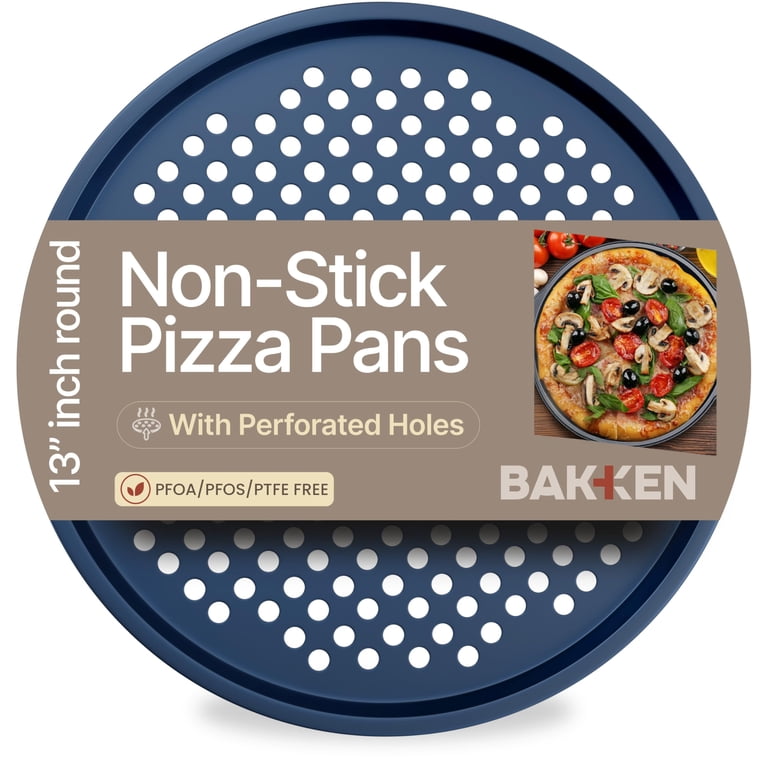Bakken Round Perforated Pizza Baking Pan, Blue, 13 Inch photo 1