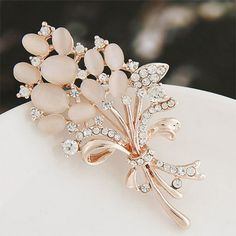 Morkopela Stone Flower Brooches For Women Vintage Metal Brooch Banquet  Large Beautiful Pin Scarf Clip Broche Jewelry