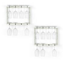 Wall-mounted wine glass holder, goblet storage rack, cabinet lower shelf (4 glasses 2 in)