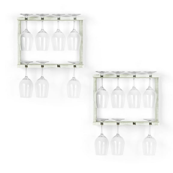 Wall-mounted wine glass holder, goblet storage rack, cabinet lower shelf (4 glasses 2 in)