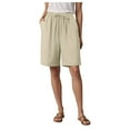 thumbnail image 3 of vigerkar Shorts for Women 2025 Summer Trendy Linen Shorts Casual Plus Size Beach Shorts with Pockets Comfy Lounge Shorts Khaki, XL, 3 of 8