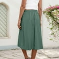 thumbnail image 5 of XIAONU Womens Skirts Casual Elastic High Waisted Elegant Skirt Mid Length Fashion Solid Color Versatile Long Skirt, 5 of 7