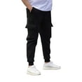 thumbnail image 2 of DODADAWANJ Cargo Sweatpants for Men with Pockets Cinch Bottom Joggers Pants Drawstring Elastic Waisted Workout Sweatpant Black XL, 2 of 9