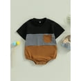 thumbnail image 2 of Coduop Infant Baby Boys Girls Romper Contrast Color Short Sleeve Pocket Jumpsuit Bodysuit, 2 of 8