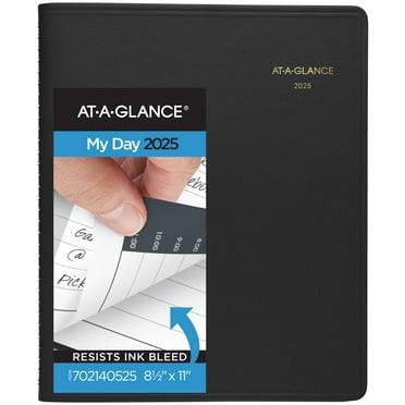 AT-A-GLANCE 24-Hour 2025 Daily Appointment Book Planner Black Medium 8 12 x 11 -