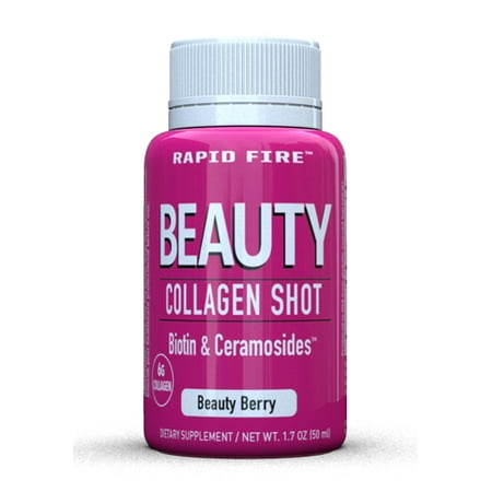Rapid Fire Beauty Collagen Shot, Biotin & Ceramosides, 6 g Collagen, Beauty Berry flavor, 1.7 oz.
