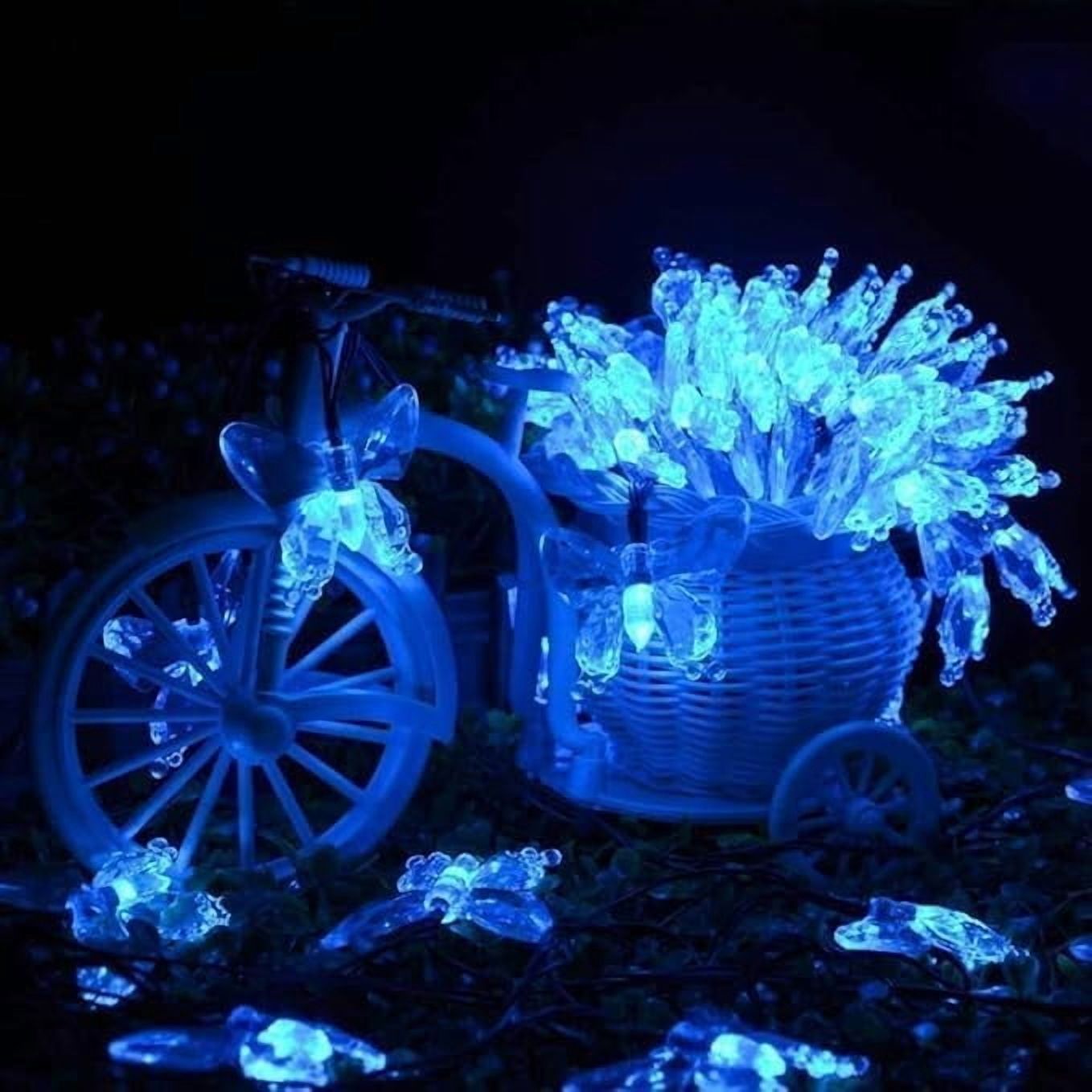 Huiyi Butterfly String Lights, 6.5m30LED Outdoor Solar Powered String Light 8Mode Indoor for Lighting for Lawn Patio Wedding Party Decor