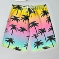 thumbnail image 2 of Akafmk Hawaiian Palm Print Beach Shorts,Summer Cool Elastic Waist Drawstring Adjustable Waist Casual Swim Trunks (Toddler Boy's or Boy's),Sizes 7-14 Years, 2 of 6