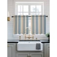 thumbnail image 2 of Blue Brown Beige Tier Curtains 36 Inch Length,Sheer Curtains for Bedroom Living Room Window Boho Farmhouse Abstract Stripes Art Rod Pocket Drapes Kitchen Curtains Small Half Window 27.5"x36" 2 Panels, 2 of 6