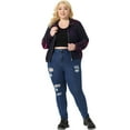 thumbnail image 3 of DARING DIVA Plus Size Holographic Long Sleeve Zip Up Mesh Jackets 1X Blue Purple, 3 of 6
