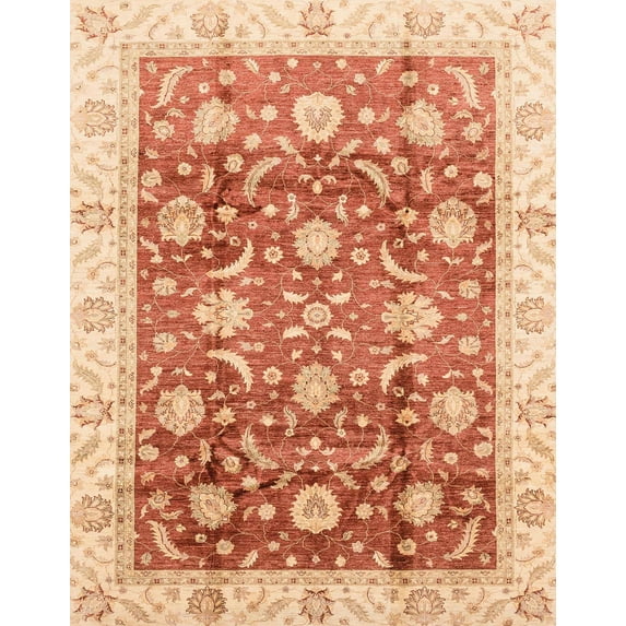 Ahgly Company Indoor Rectangle Abstract Orange Red Oriental Area Rugs, 8' x 12'