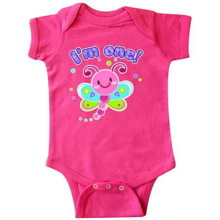 

Inktastic I m One- dragonfly First Birthday Gift Baby Girl Bodysuit