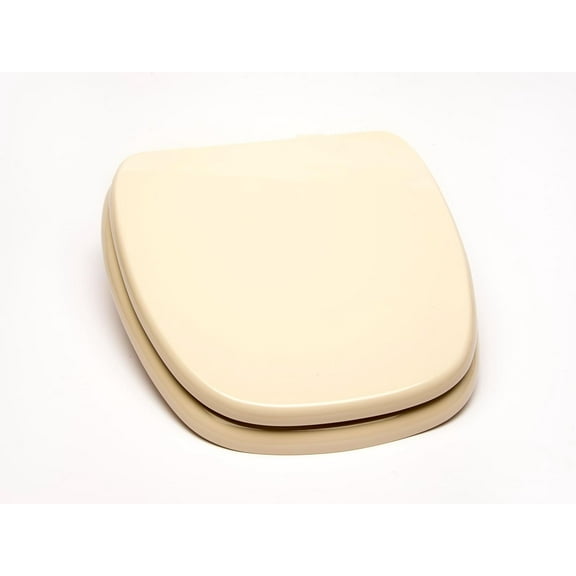 1Q1R9-01 Styled for Eljer New Emblem Square Front Design Toilet Seat with Vari-Adjust Lok-Down Heavy Duty Hinge, Round, Bone