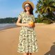thumbnail image 4 of Balery Cartoon Dinosaurs Vestidos sueltos de manga corta para mujer, vestidos de verano 2025, vestidos casuales de corte A con vuelo., 4 of 6