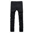 thumbnail image 4 of SWSMCLT Men's Jeans Ripped Denim Pants Soft Summer Mid Rise Trousers Long Pant Slim Fit Fashion Hole Distress Black 36, 4 of 4