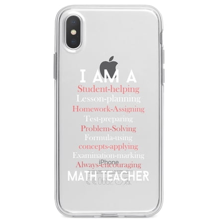 DistinctInk Clear Shockproof Hybrid Case for iPhone X / XS (5.8" Screen) - TPU Bumper Acrylic Back Tempered Glass Screen Protector - Teacher Student Helping Homework Encourage