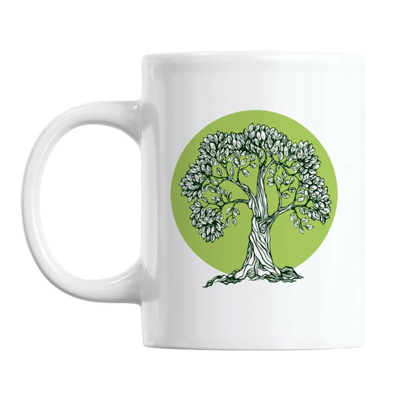 Gnarled Celtic Tree of Life Coffee & Tea Mug Cup, 11oz, White Ceramic