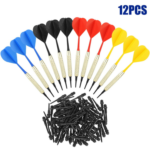 TSV Plastic Soft Tip Dart Set, 12Pcs Bar Darts & 100 Extra Black 2BA Tips,  Perfect Fun Pub Darts with 4 Colors for 4 Players Beginners on Electronic  and Plastic Dartboard, Bar